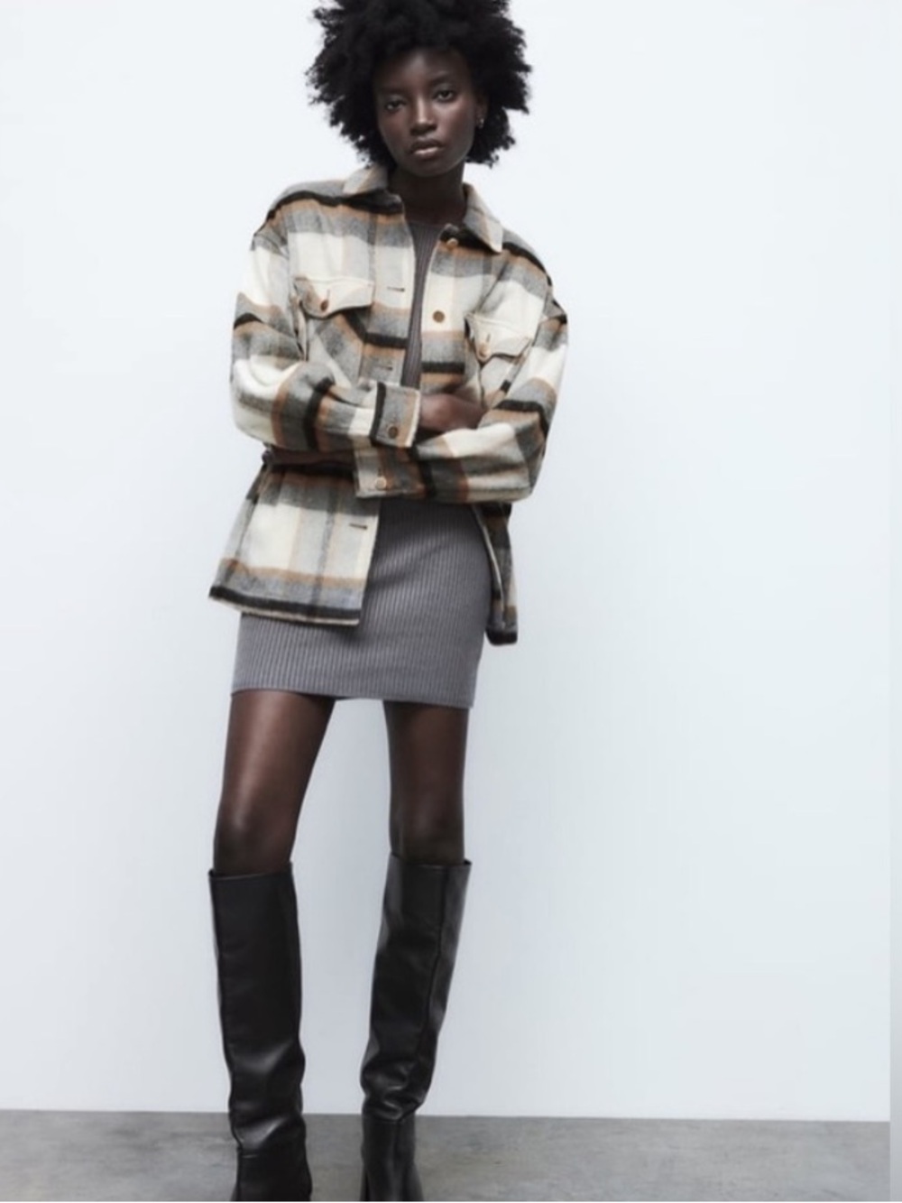 Zara Plaid Wool Blend Oversized Shacket
